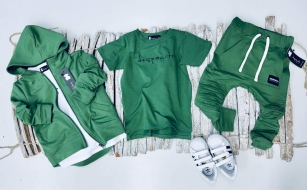 Spodnie bawełniane z przeszyciami Zielony /Despacito