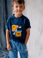 T-shirt Slim Emotikon Granatowy