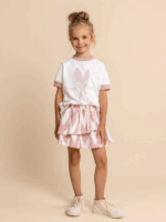 T-shirt Biało Różowy Loose Bluzz - obrazek 4