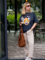 T-shirt Washed Yoga Navy YOUR STORE - obrazek 3