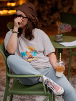 T-shirt Washed Happy Mood Beż YOUR STORE - obrazek 2