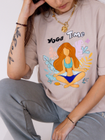T-shirt Over Yoga Beż YOUR STORE