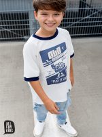 T-shirt śmietankowo/niebieski ALL FOR KIDS
