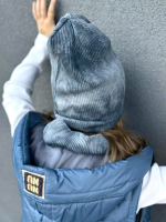 Czapka z Kominem Tie Dye DARK BLUE NUNU