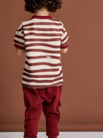 T-shirt w paski bordowe LOOSE BLUZZ - obrazek 3