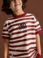 T-shirt w paski bordowe LOOSE BLUZZ